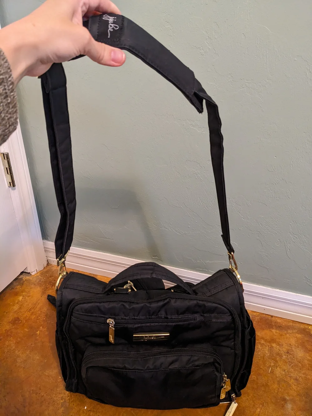 Ju-Ju-Be BFF Monarch Black Diaper Bag w/Changing Pad, Shoulder & Backpack Straps